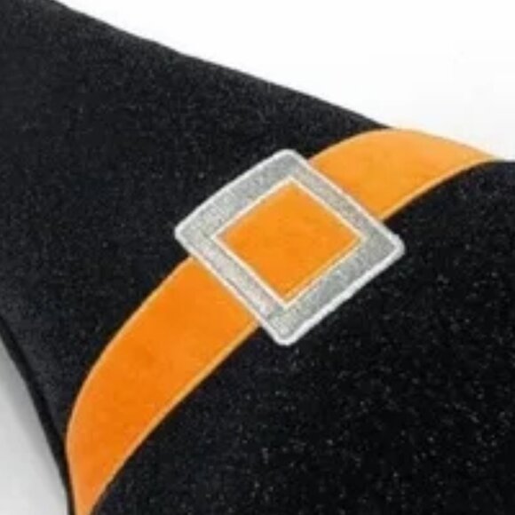 NWT! Glitter Witch Hat Pillow / Target Halloween Decor Accent Black Orange Fall - Picture 5 of 6